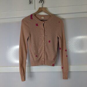 Vintage J. Crew Pastel Pink 100% Cashmere Cardigan Visibly Mended Upcycle AS IS